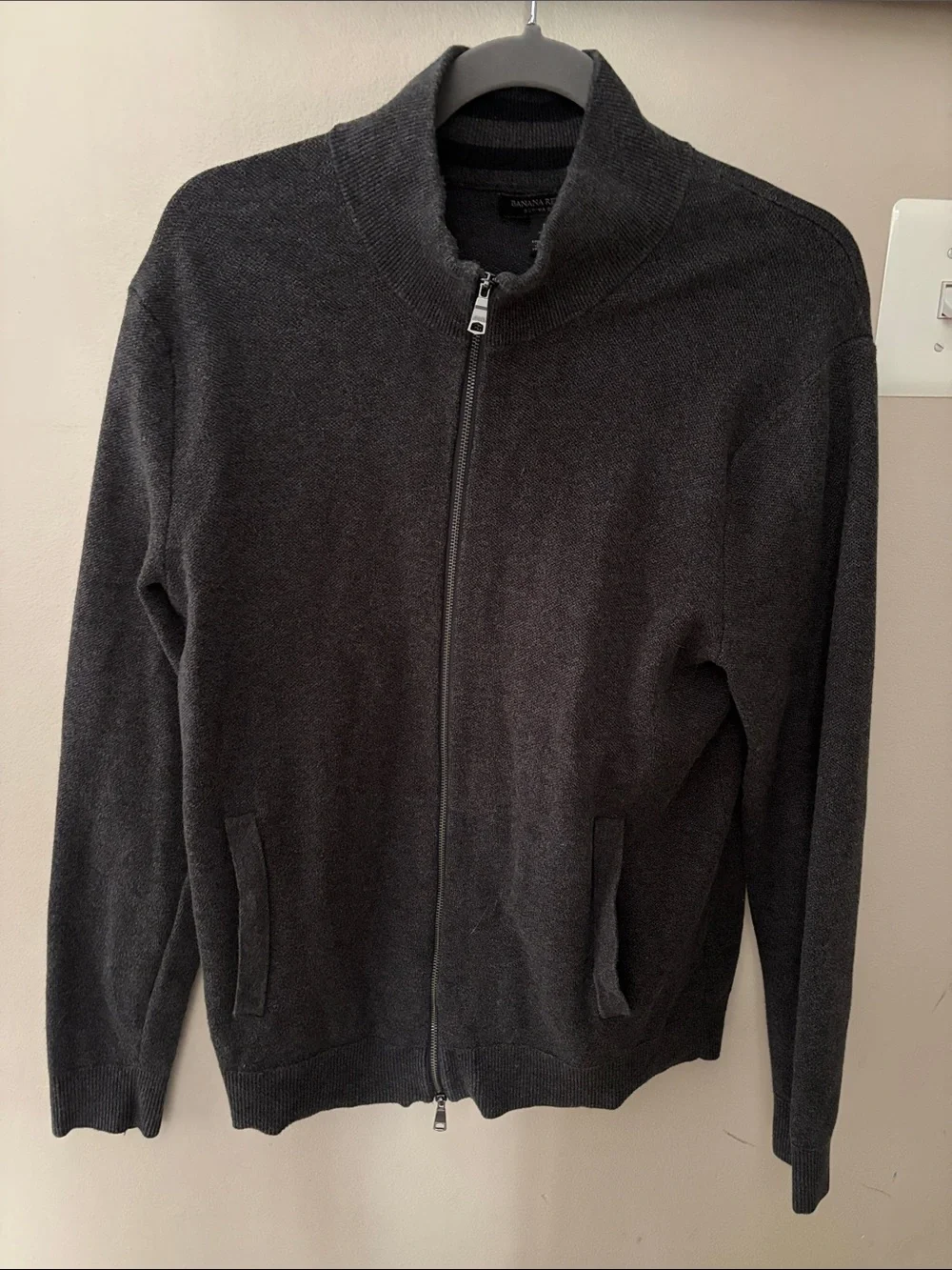 Banana Republic Dark Charcoal Full-Zip Men's Sweater